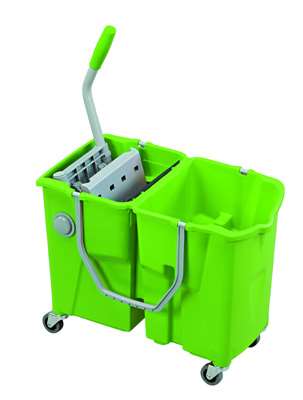 Image de PROCLEANER CHARIOT LAVAGE DOUBLE SEAU VERT DOLLY + PRESSE
