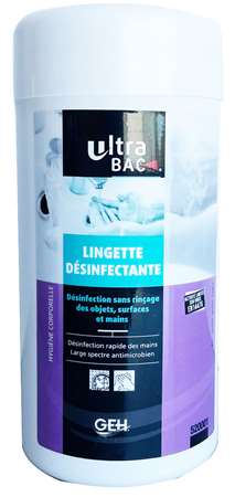Image de ULTRABAC LINGETTE ANTISEPTIQUE MAINS ET SURFACES BOITE x100