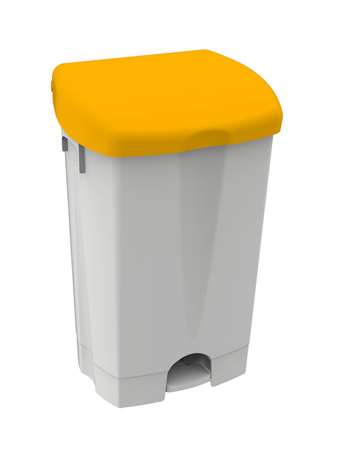 Image de POUBELLE A PEDALE BLANCHE COUVERCLE JAUNE 25L
