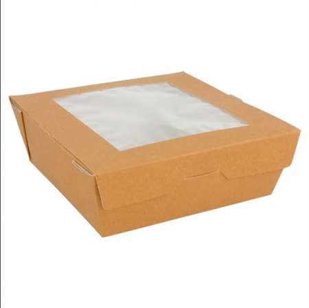 Image de BOITE AVEC FENETRE POUR SALADE KRAFT 12x12CM COLIS x300