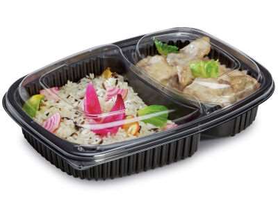 Image de COOKIPACK BARQUETTE 1250CC NOIR 2 COMPARTIMENTS COLIS x320