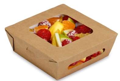 Image de BOITE AVEC FENETRE POUR SALADE KRAFT 14x14CM COLISx300