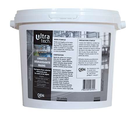 Image de ULTRATECH LINGETTE DEGRAISSANTE MAINS SEAU x70