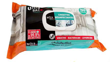 Image de ULTRABAC LINGETTE DESINFECTANTE FLOWPACK PAQUET x100
