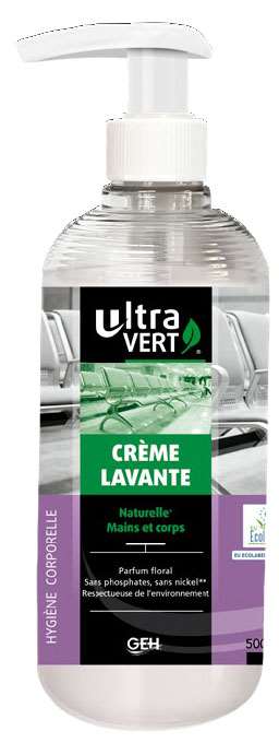 Image de ULTRA VERT CREME LAVANTE ECOLABEL FLACON POMPE 500ML