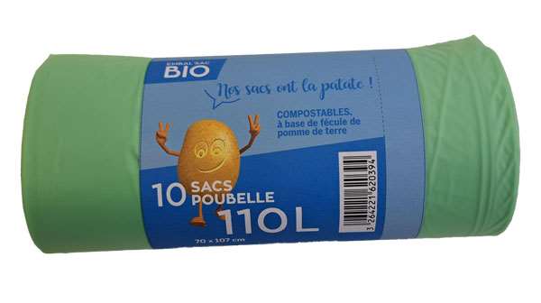 Image de SAC POUBELLE 110L 30µ COMPOSTABLE SANS LIENS COLIS x100