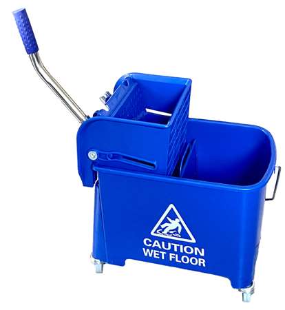 Image de CHARIOT DE LAVAGE BI-BAC 20L PRESSE A PLAT + ROUES