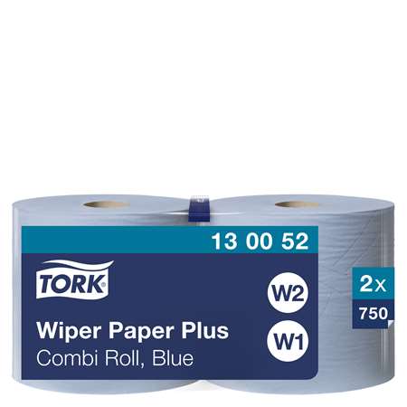 Image de TORK PAPIER ESSUYAGE PLUS W1 W2 750F BLEU COLIS x2