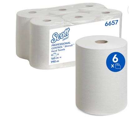 Image de BOBINE ESSUIE-MAINS SCOTT SLIMROLL BLANC COLIS x6