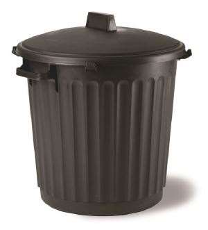 Image de POUBELLE IMMEUBLE COUVERCLE PLAT NOIR 80L