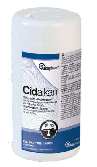 Image de LINGETTES DESINFECTANTES CIDALKAN BOITE x120 COLIS x12