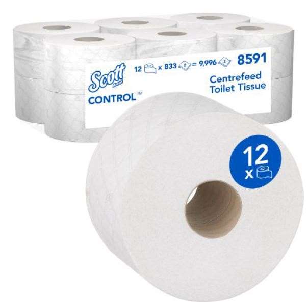 Image de BOBINE PAPIER TOILETTE SCOTT MINI TWIN 204M BLANC COLIS x 12